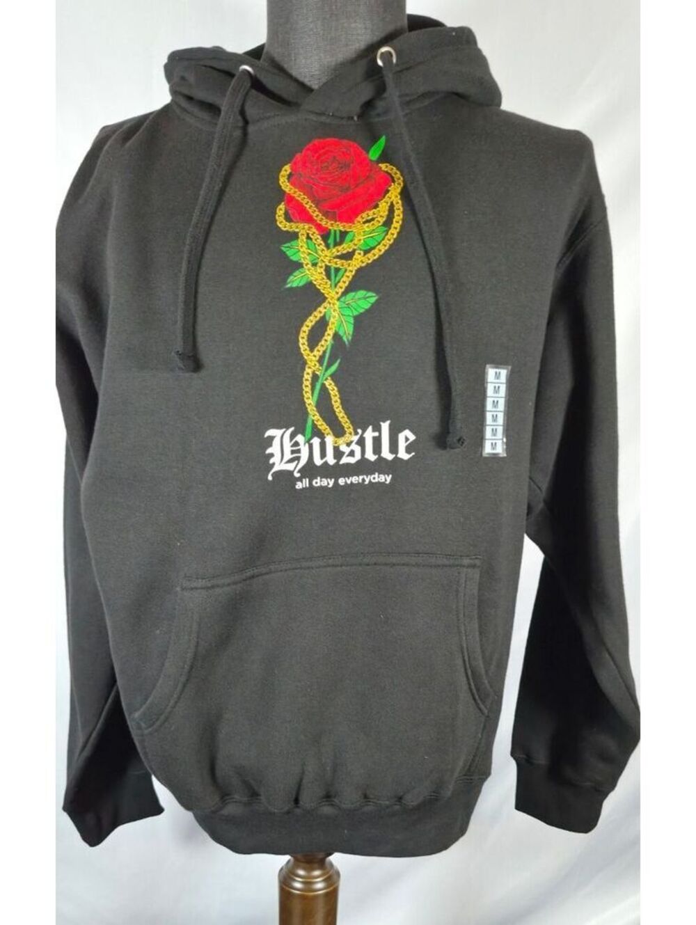 3FORTY Hustle Rose Gold Chain Graphic Hoodie Medium NWT